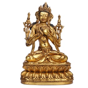 Chinese Gilt-Bronze Tibetan Buddhist Bodhisattva