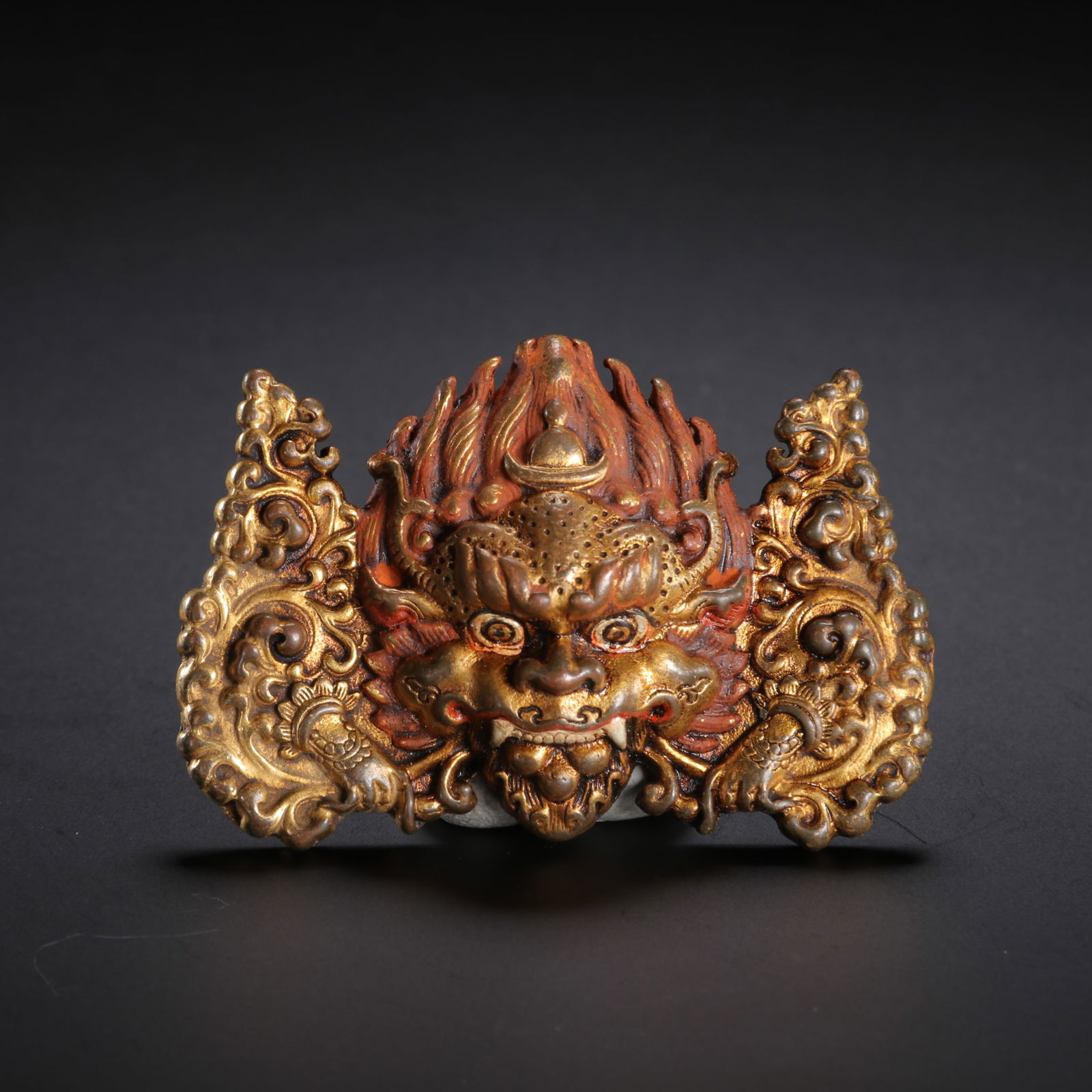 Chinese Gilt-Bronze Painted Guardian Beast Plaque (1 of 9)