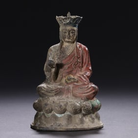 Chinese Painted Bronze Buddhist Figure