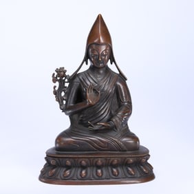 Chinese Bronze Lama Seated Figure