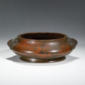Chinese Bronze Censer with Beast Handles