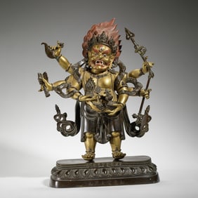 Chinese Gilt-Bronze Mahakala Standing Figure