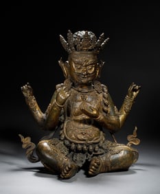 Chinese Gilt-Bronze Four-Armed Buddha Figure