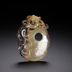 Chinese Archaic Jade Chilong-Patterned Bi Disc