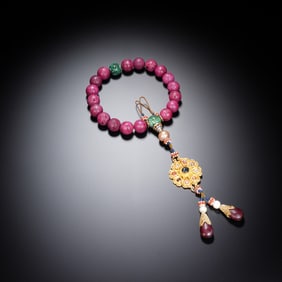 Chinese Ruby Eighteen-Bead Bracelet