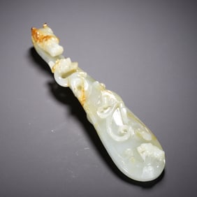 Chinese Hetian Yellow Jade Dragon Belt Hook