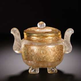 Chinese Crystal-Gilt Tripod Incense Burner