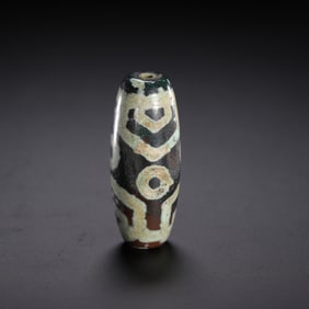 Chinese Tianzhu Bead with Symbolic Motifs