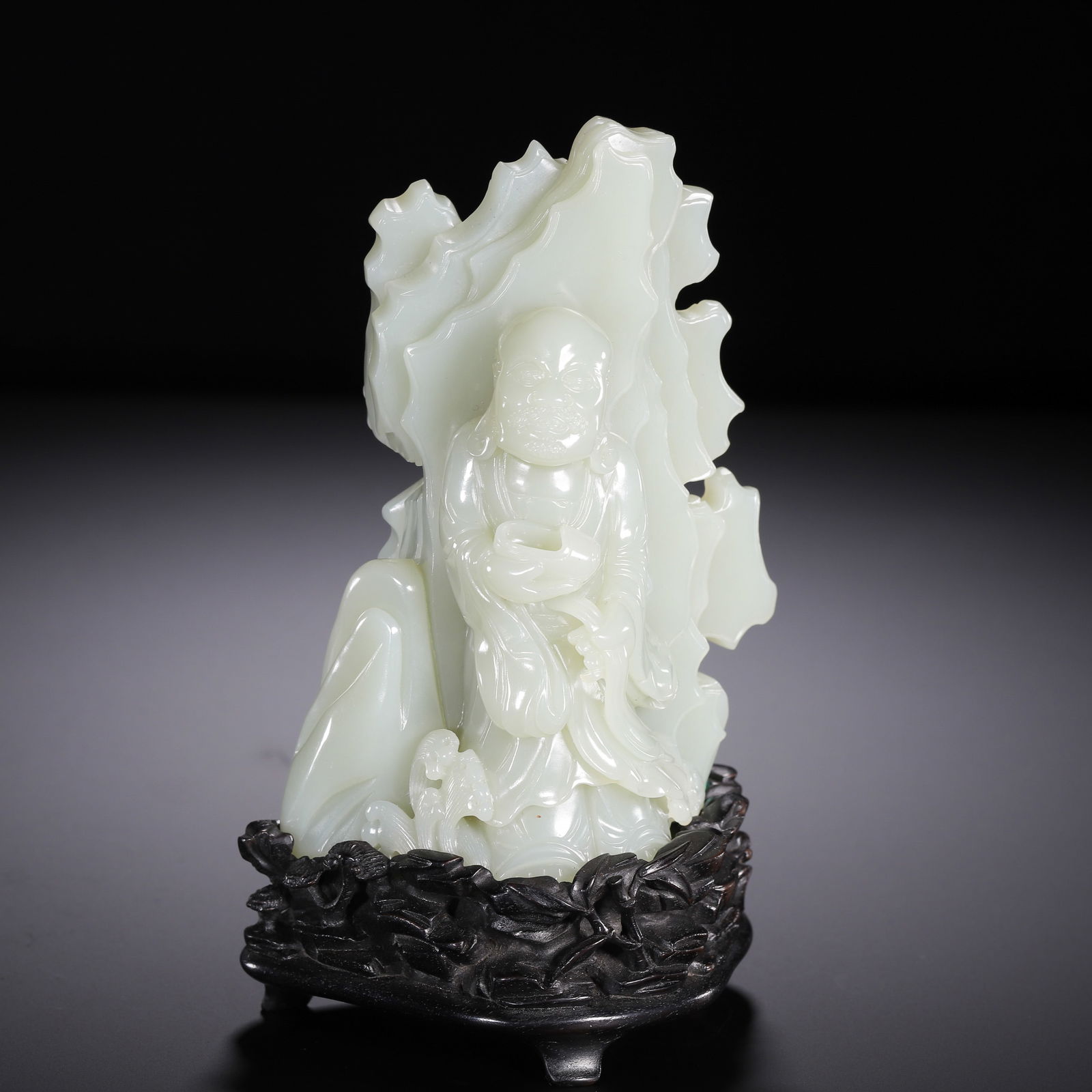CHINESE WHITE JADE DAMO FIGURE (1 of 9)