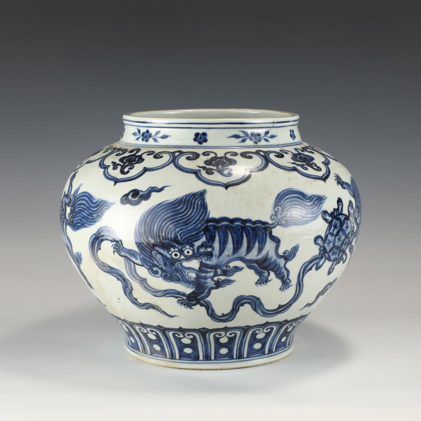 MING BLUE AND WHITE QILIN JAR (1 of 10)
