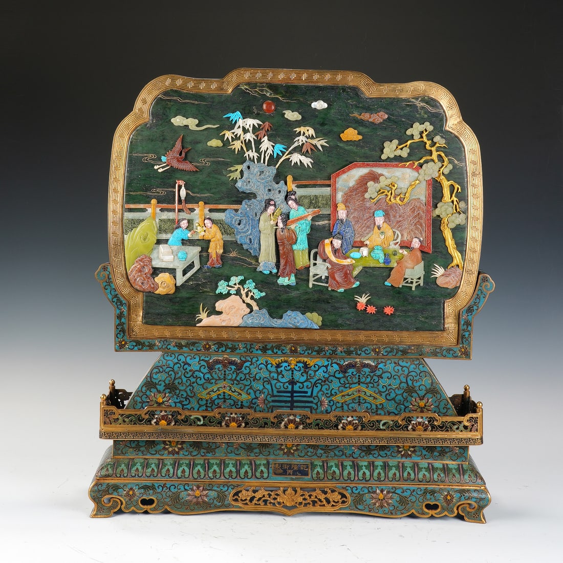 CHINESE CLOISONNE INLAID SCREEN (1 of 10)