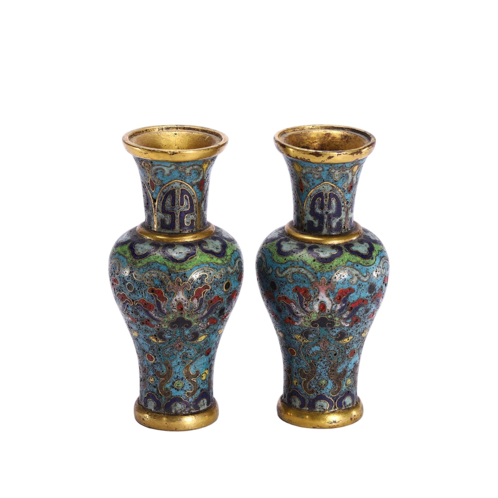CHINESE CLOISONNE VASE PAIR (1 of 9)