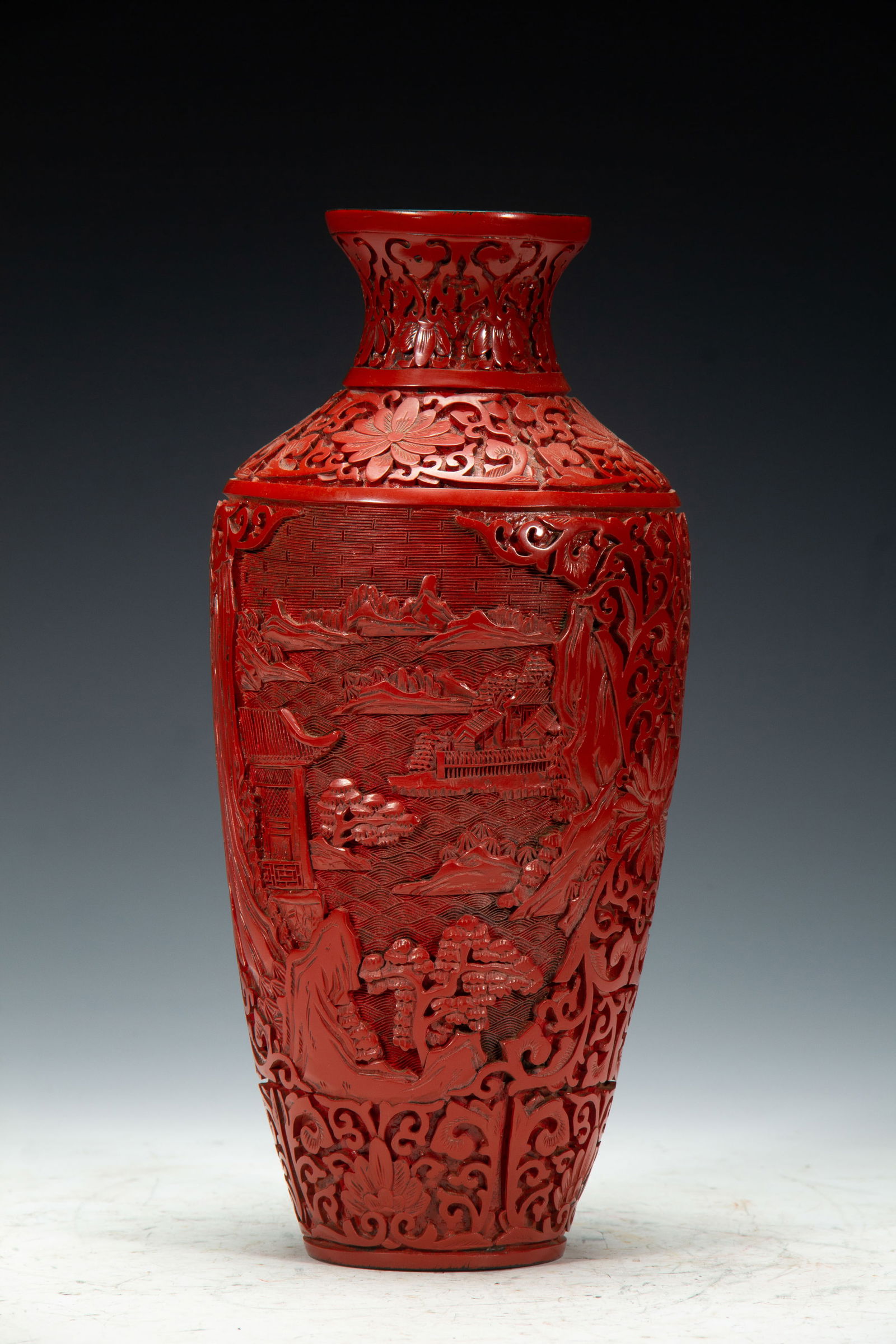 CHINESE CINNABAR LACQUER VASE (1 of 9)