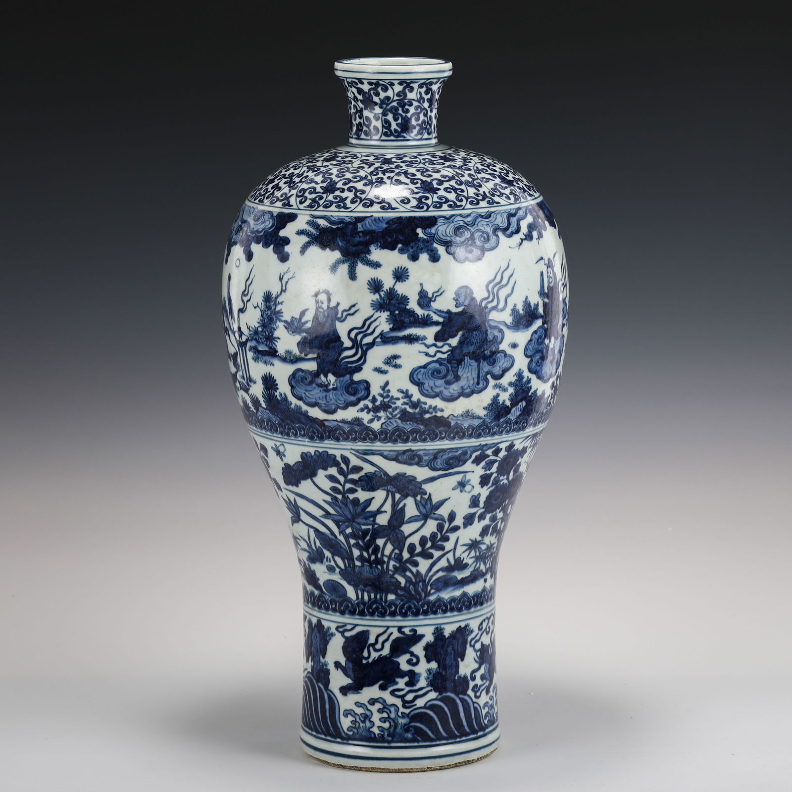 MING BLUE & WHITE FIGURINES & FLORAL MEIPING JAR (1 of 10)