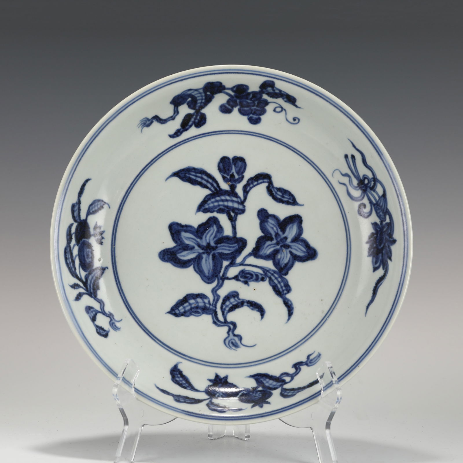XUANDE BLUE & WHITE HIBISCUS PLATE (1 of 10)