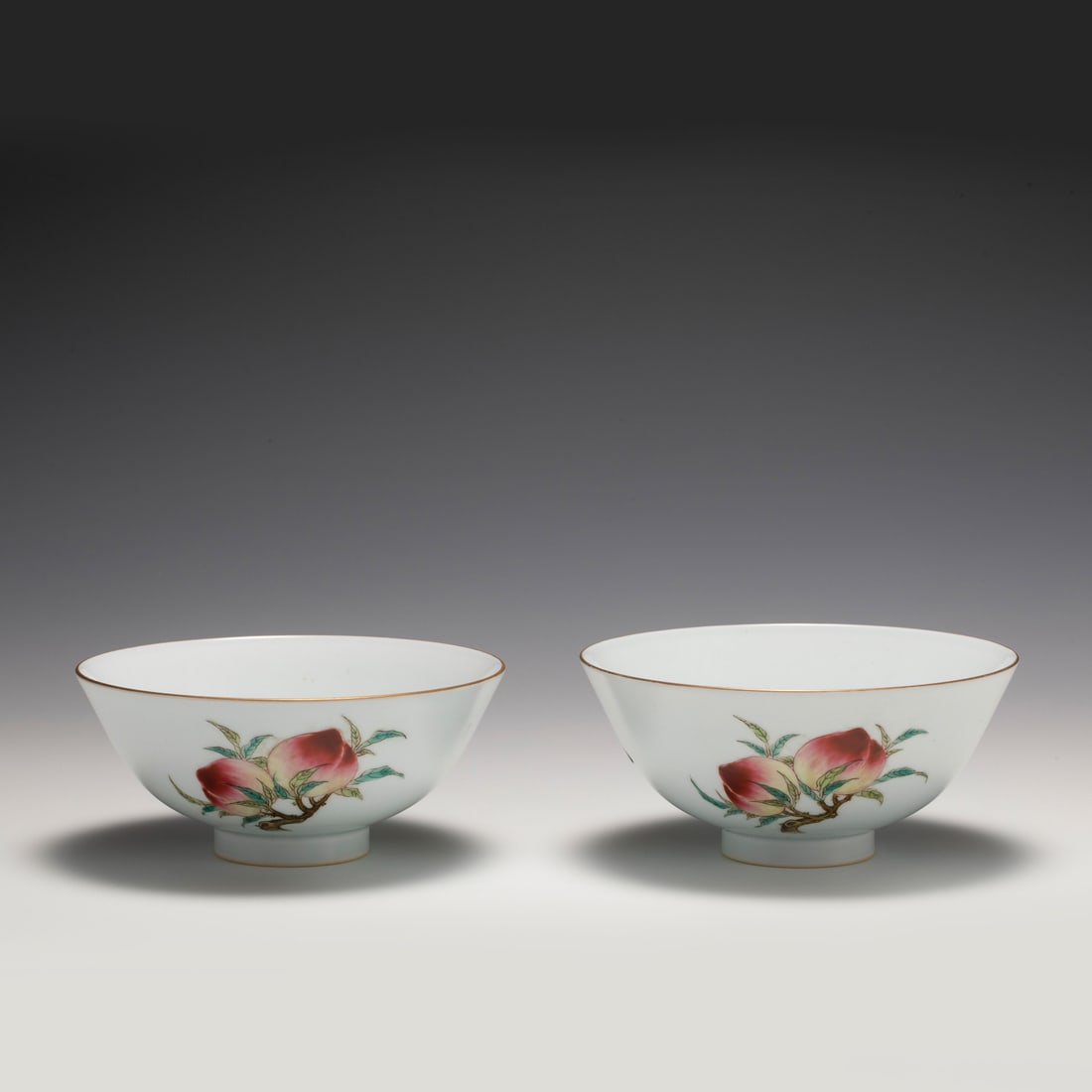 PAIR OF QING QIANLONG FAMILLE ROSE POMEGRANATE BOWLS (1 of 7)