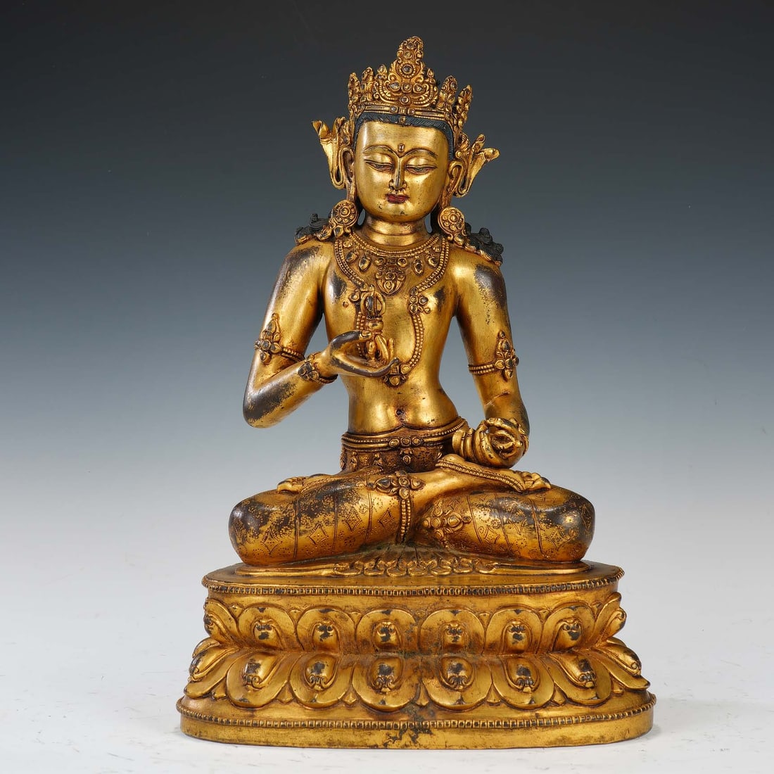 CHINESE GILT BRONZE SEATED BUDDHA (1 of 10)