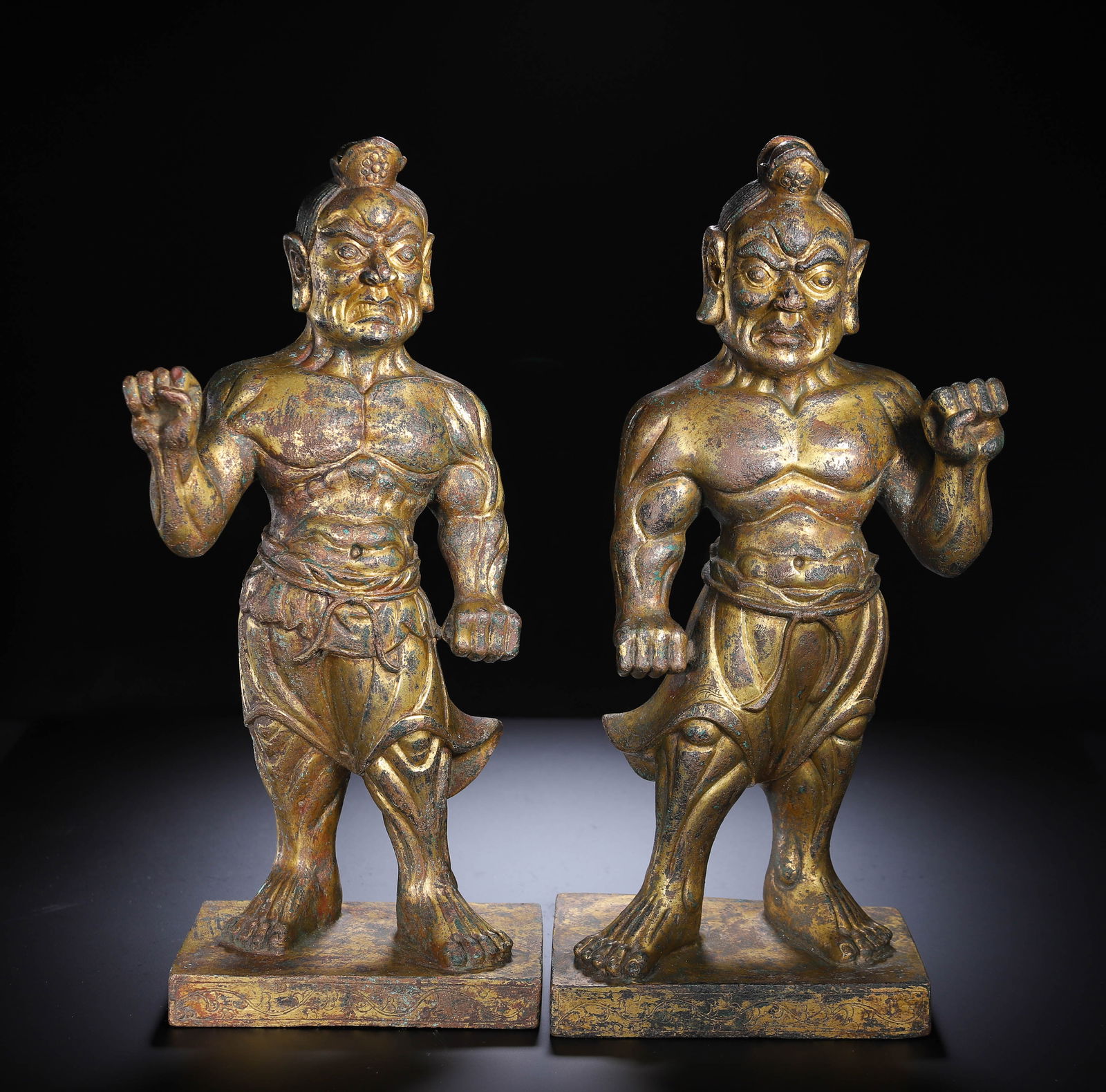 CHINESE GILT-BRONZE GUARDIAN PAIR (1 of 9)