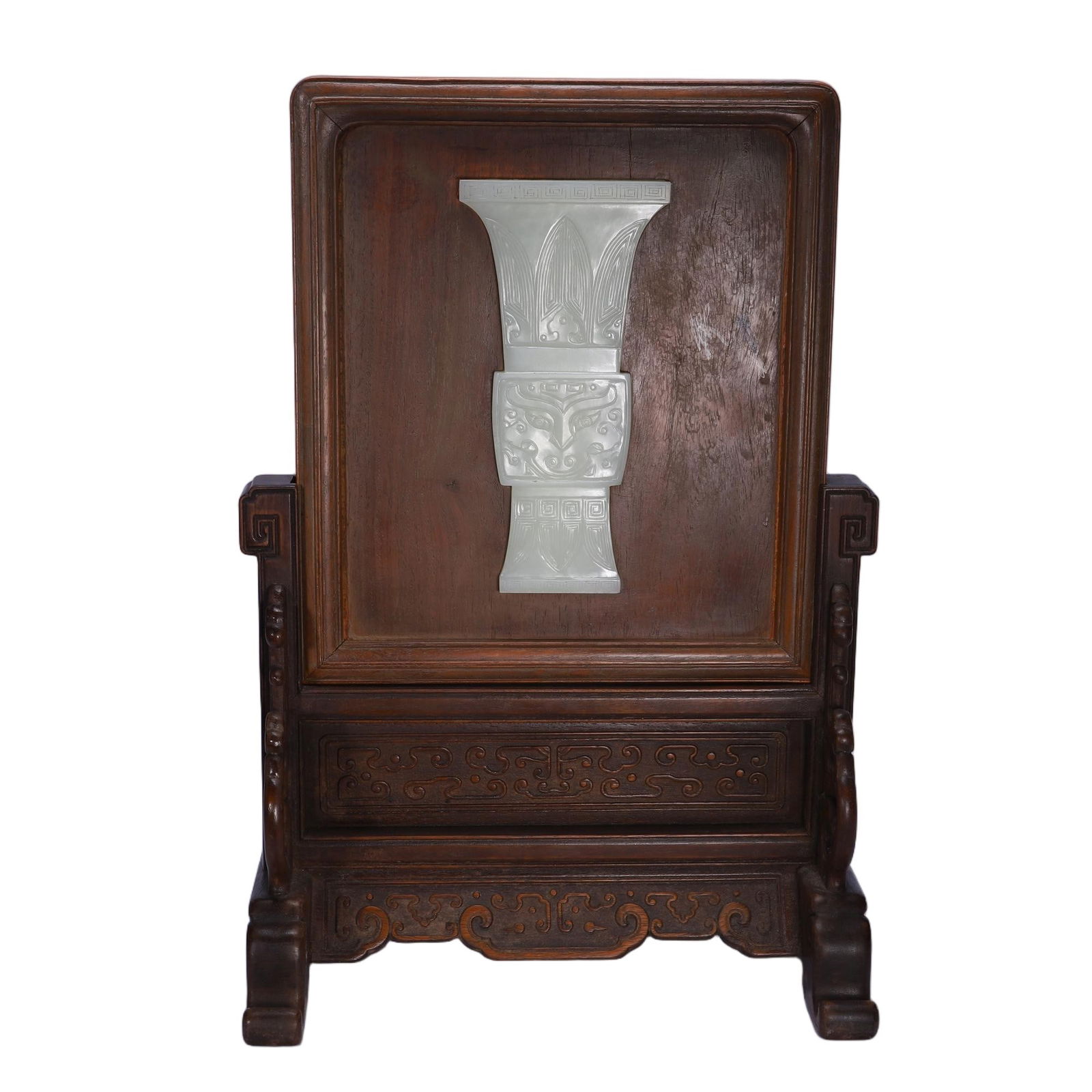 CHINESE HUANGHUALI JADE-INLAID TABLE SCREEN (1 of 9)