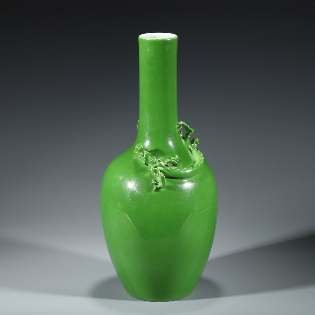 QING GREEN GLAZE DRAGON BOTTLE VASE (1 of 10)