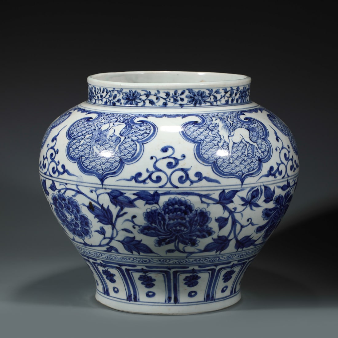 YUAN BLUE & WHITE FLORAL JAR (1 of 9)