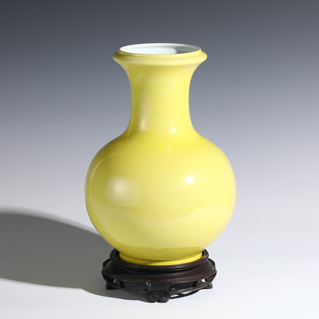 QING YONGZHENG YELLOW GLAZED VASE ON STAND (1 of 10)