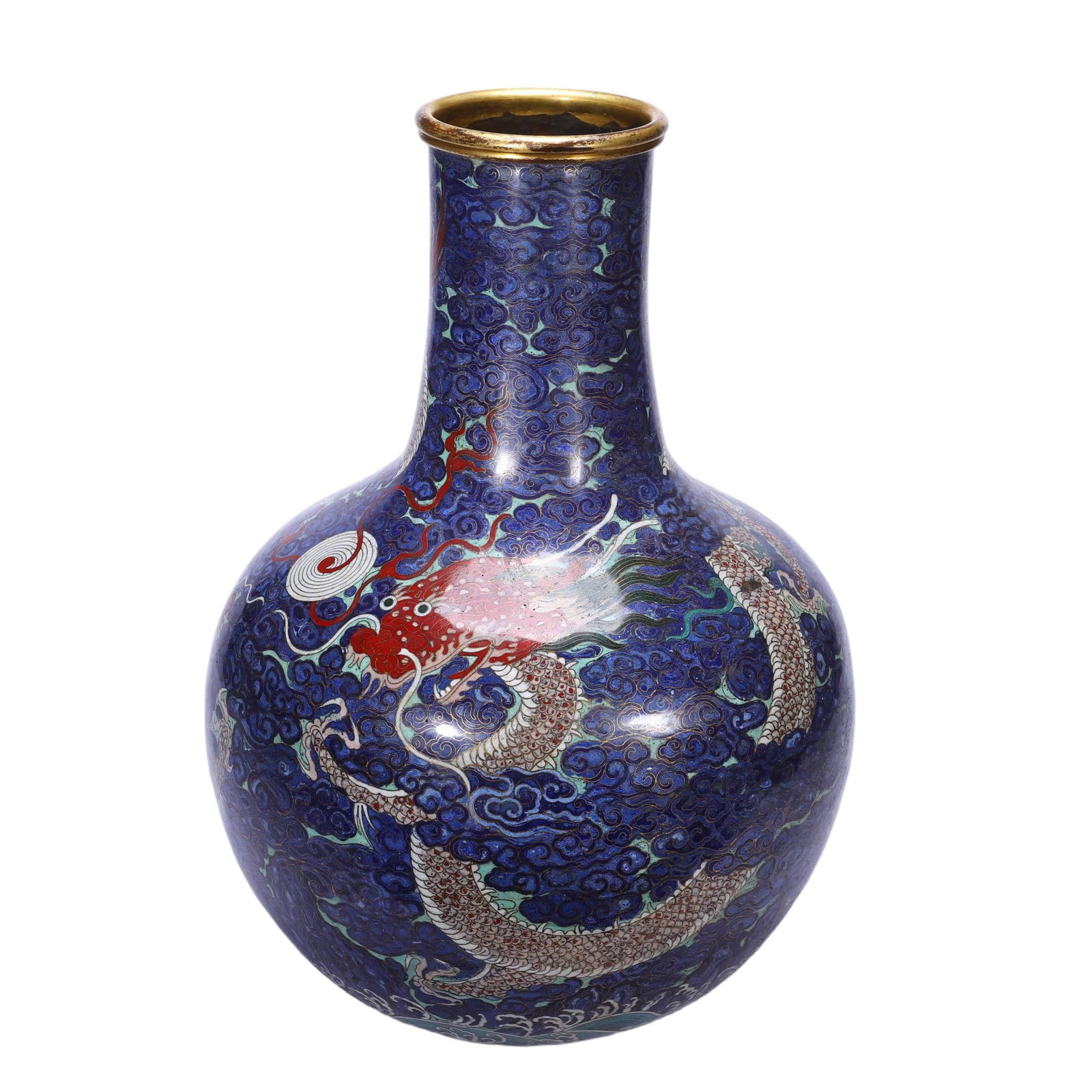 CHINESE CLOISONNE DRAGON GLOBULAR VASE (1 of 9)