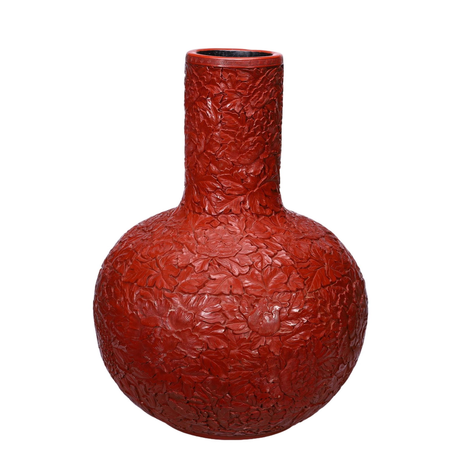 CHINESE CINNABAR LACQUER TIANQIUPING VASE (1 of 9)