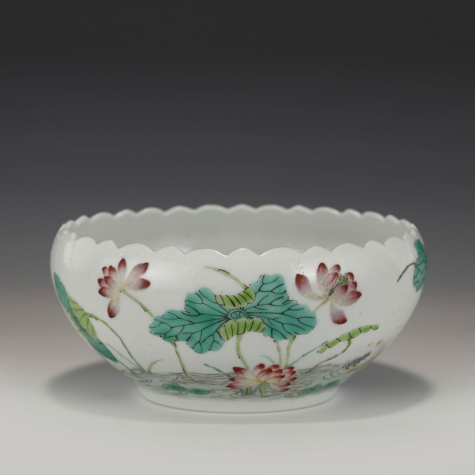QING JADE POWDER BOWL: Dimensions: Width: 11.5cm, Height: 7cm Chinese Qing Dynasty Jade powder Porcelain BowLength: The porcelain potted with a shallow body, slight deep, thick, flaring rim with angled cavetto elevated the