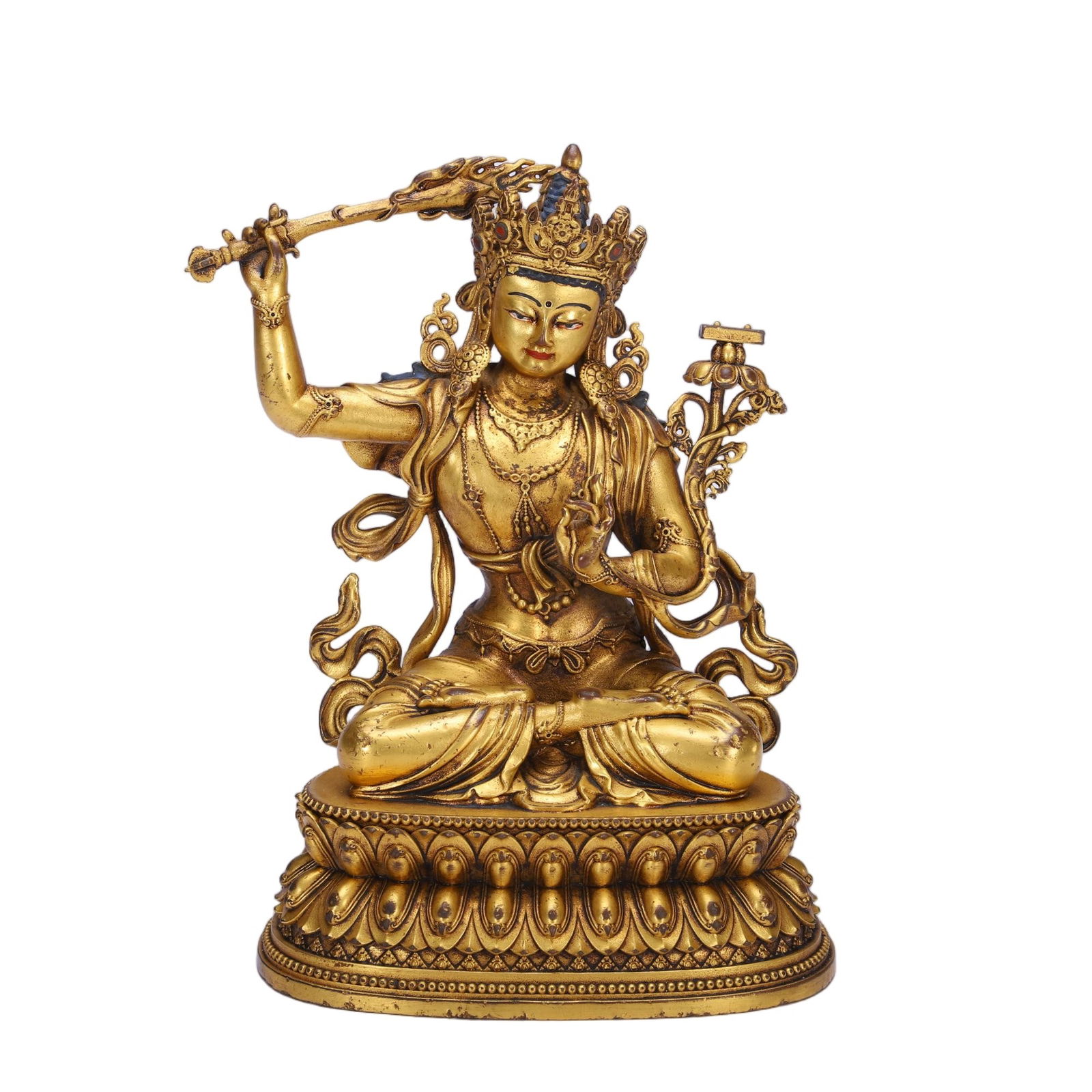 CHINESE GILT BRONZE MANJUSHRI (1 of 9)