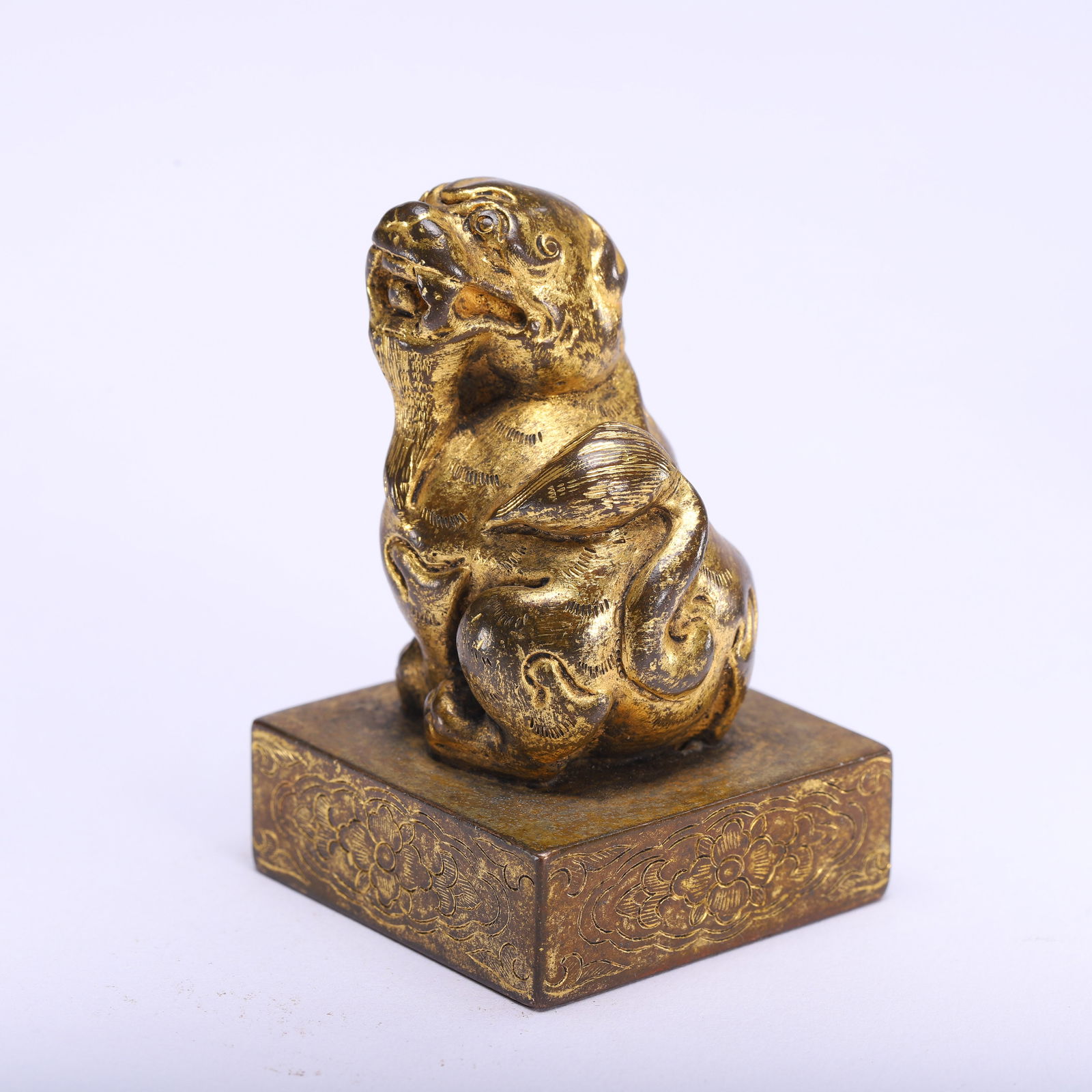 CHINESE GILT-BRONZE BEAST SEAL (1 of 9)