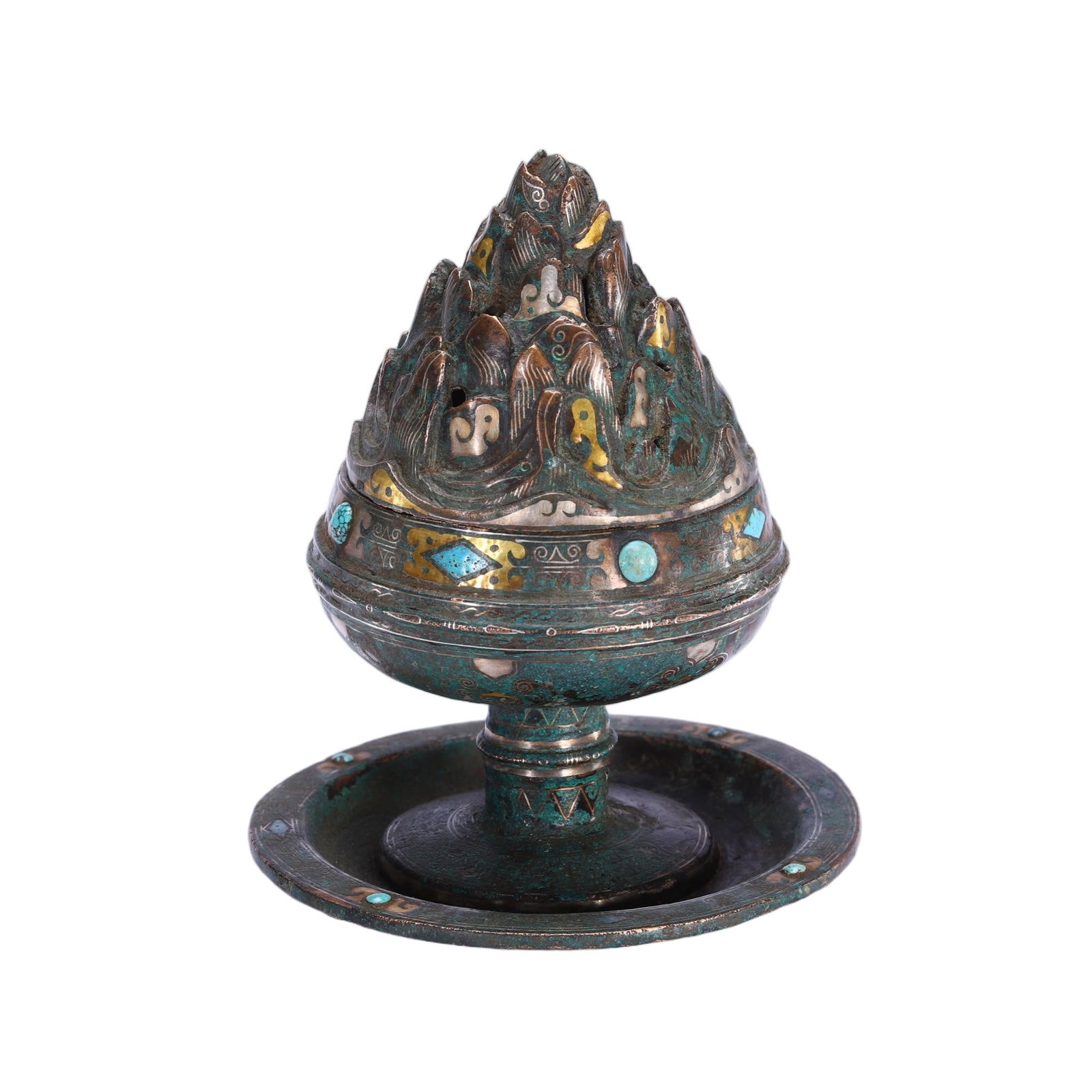 CHINESE BRONZE BOSHAN INCENSE BURNER (1 of 9)