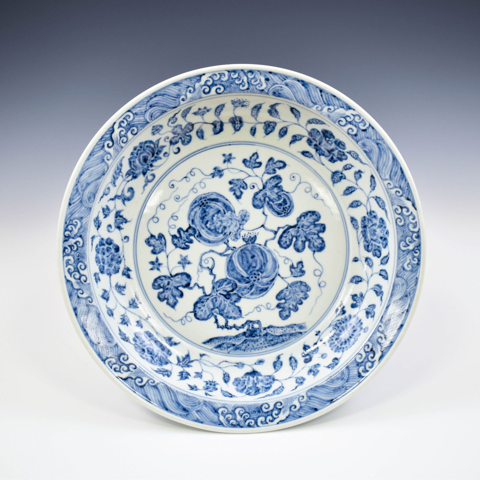 YONGLE BLUE & WHITE FRUIT ABUNDANT PLATE (1 of 5)