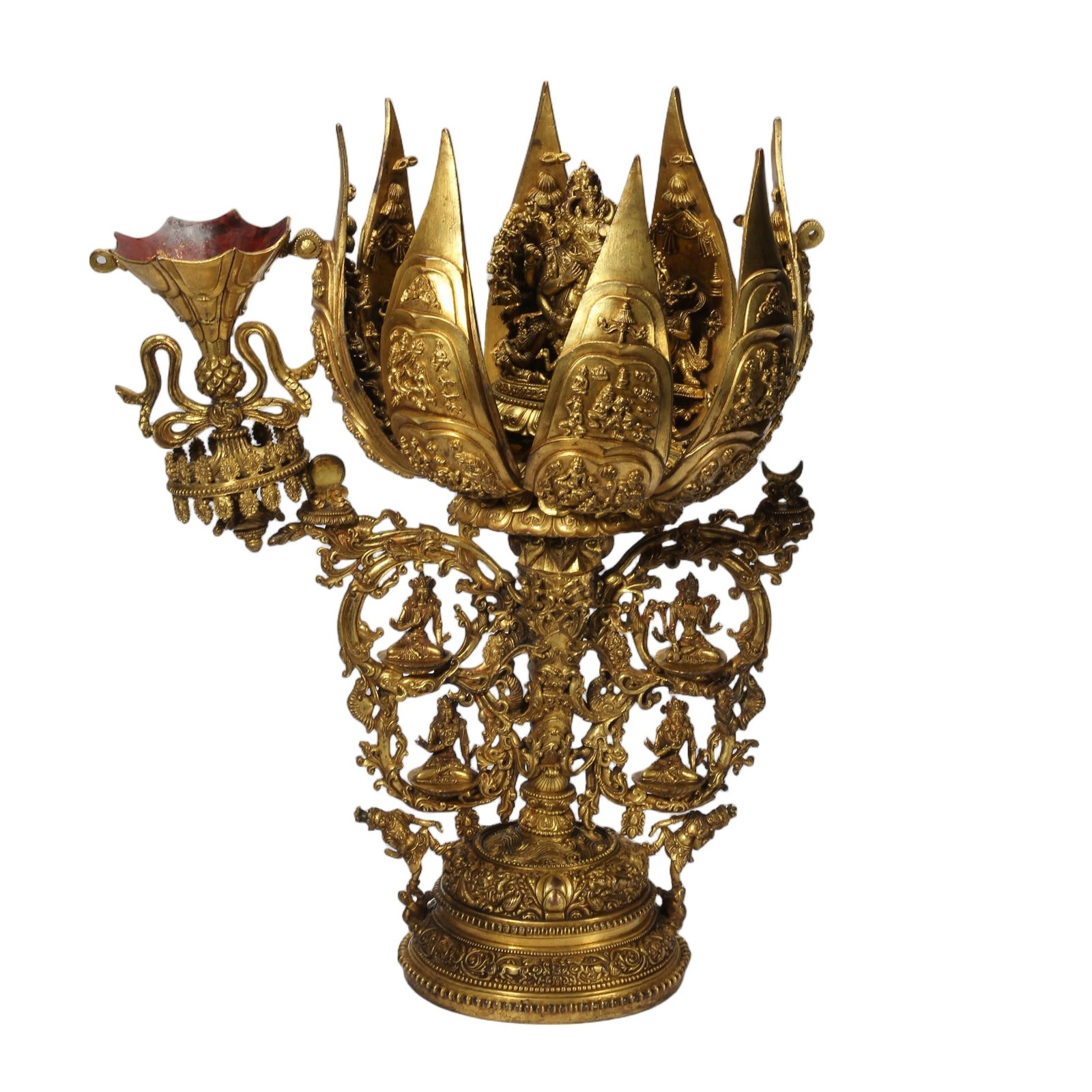 A CHINESE GILT BRONZE LOTUS SHRINE (1 of 14)
