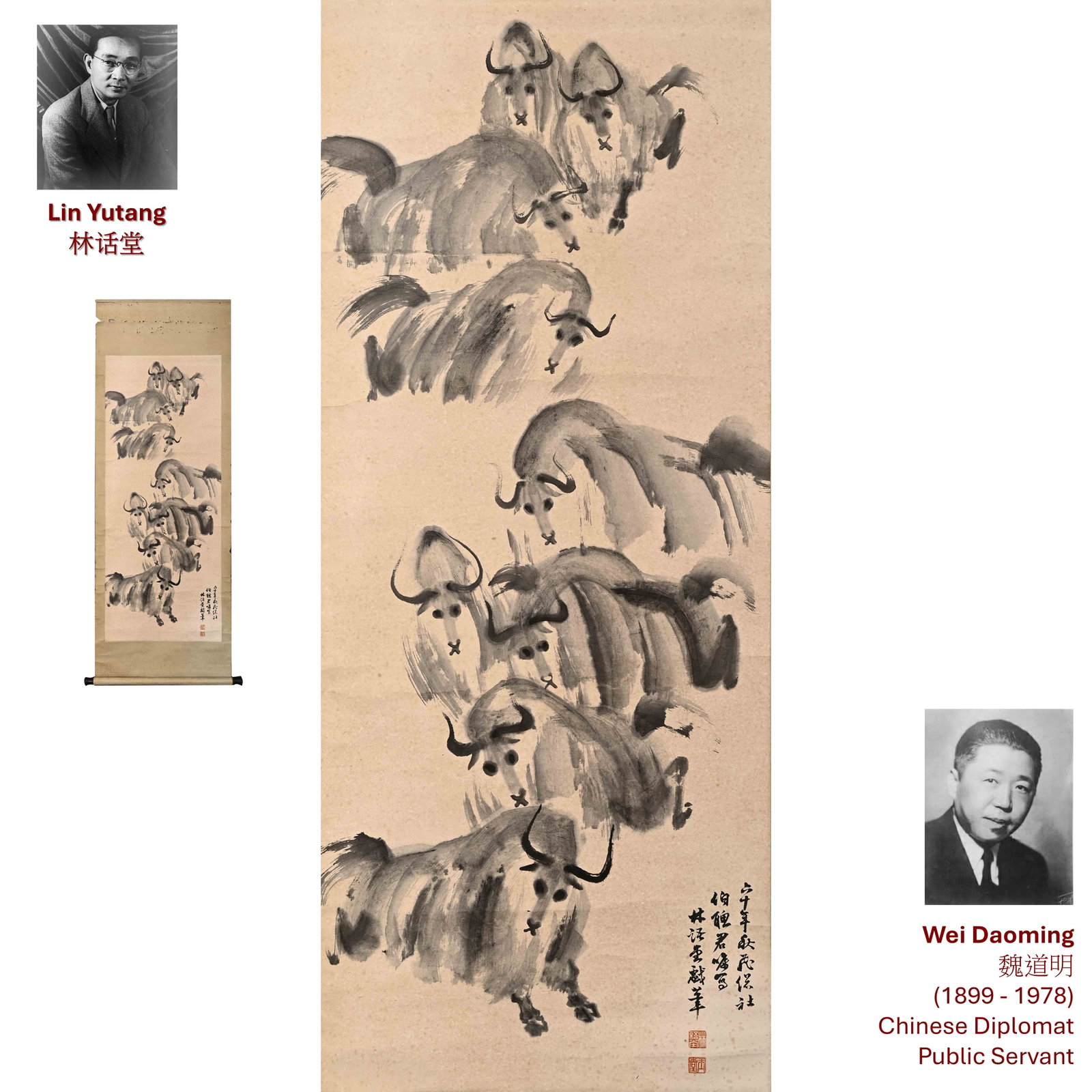 1971 LIN YUTANG GOATS PAINTING (1 of 8)
