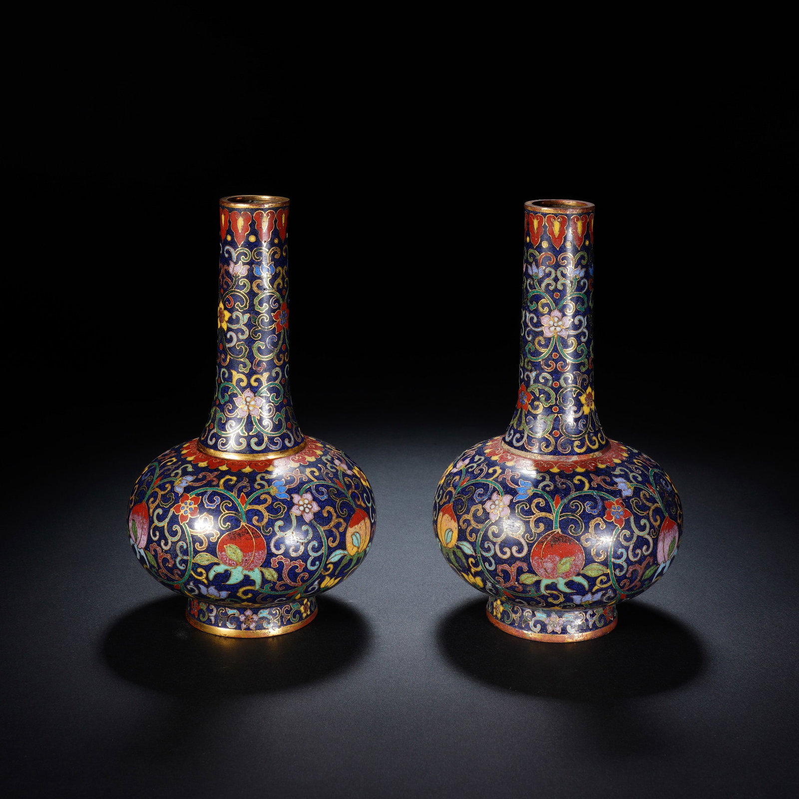 A PAIR OF CHINESE CLOISONNE TIANQIU VASES (1 of 8)