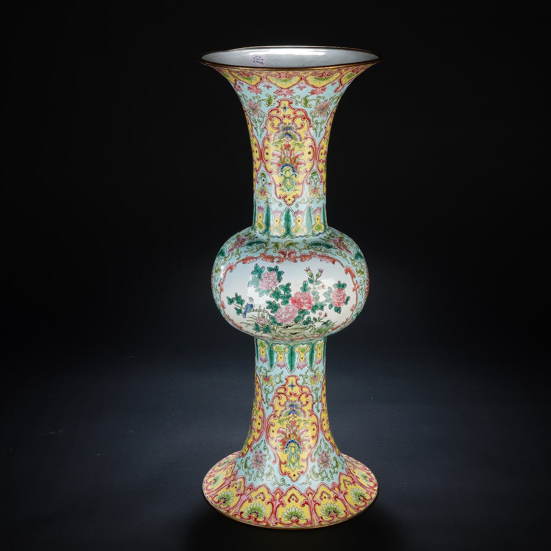 A CHINESE CLOISONNE OPENWORK GU VASE (1 of 10)
