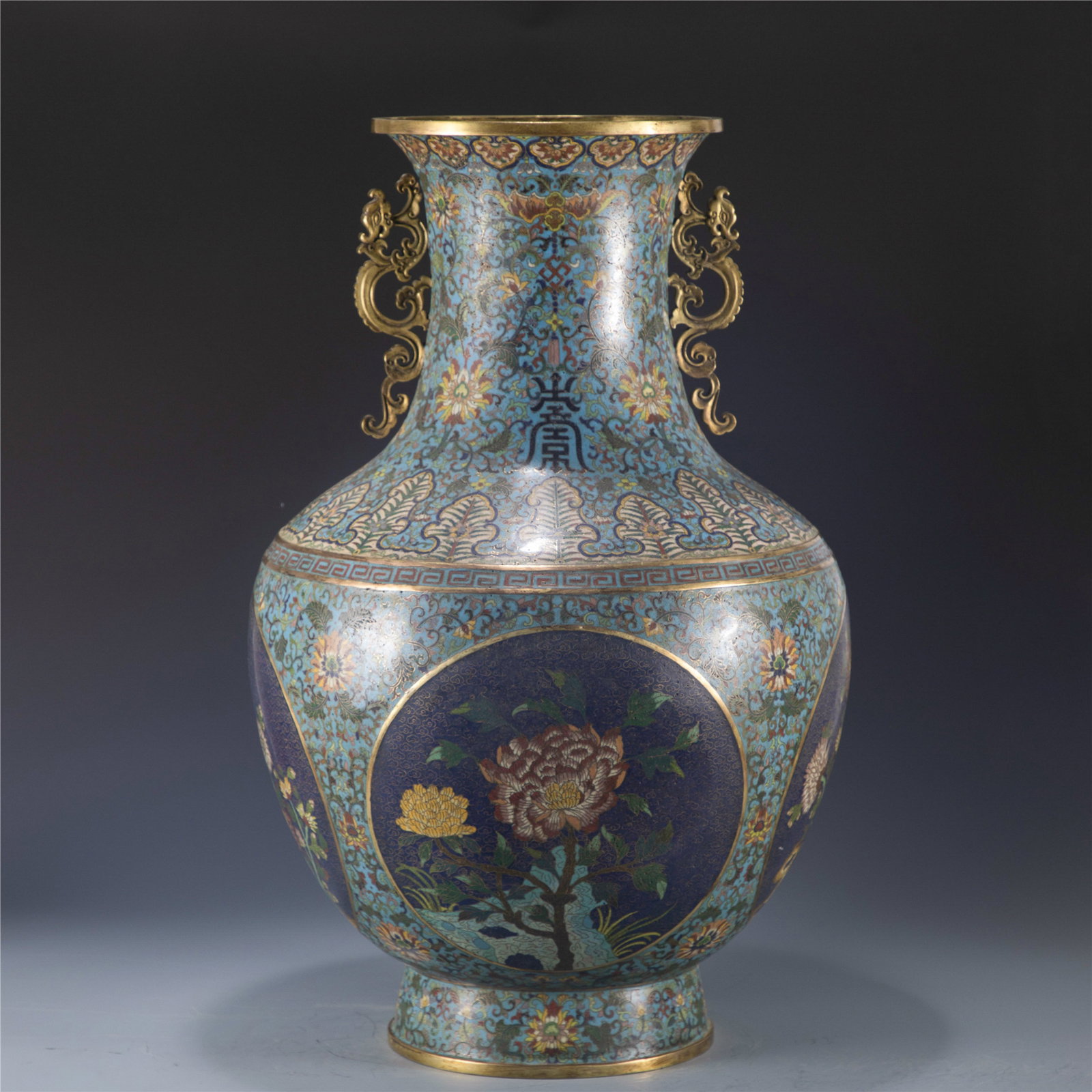 QING QIANLONG GILT BRONZE CLOISONNE VASE (1 of 11)