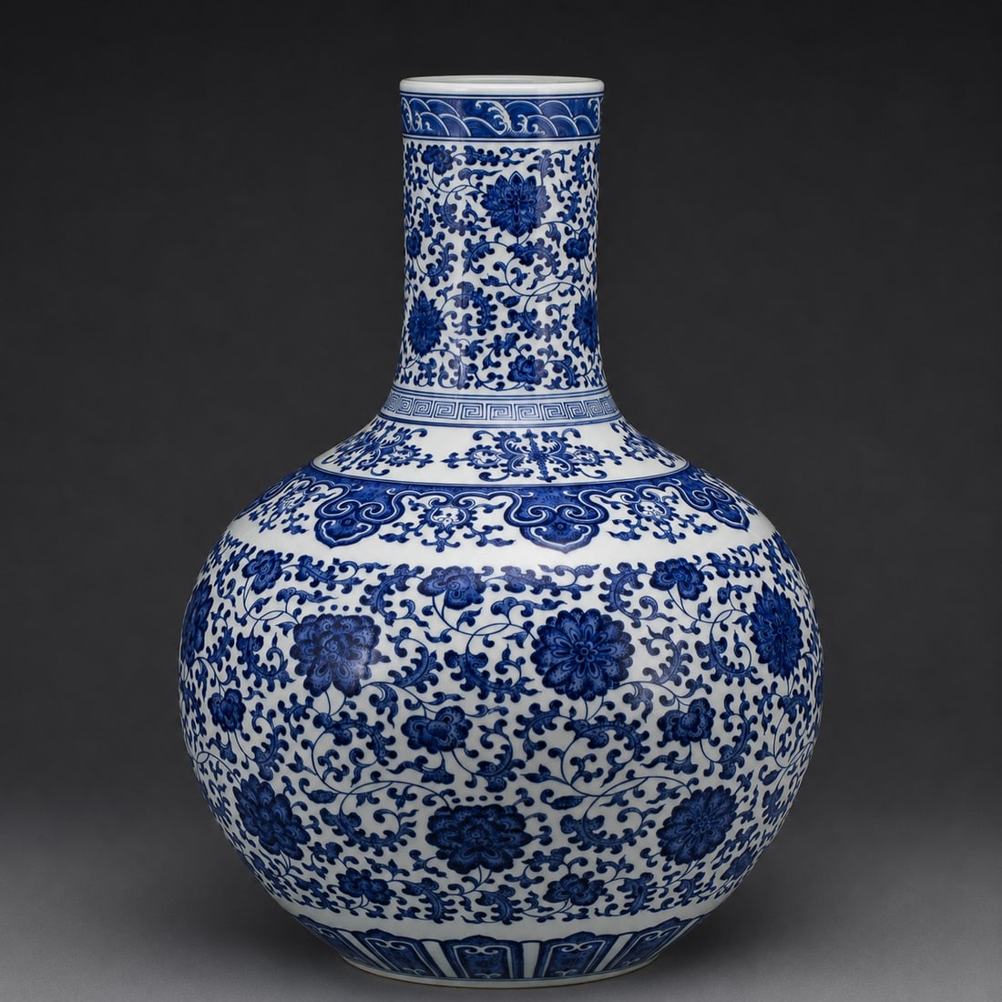 YONGZHENG BLUE & WHITE WRAPPED FLORAL CELESTIAL VASE (1 of 7)