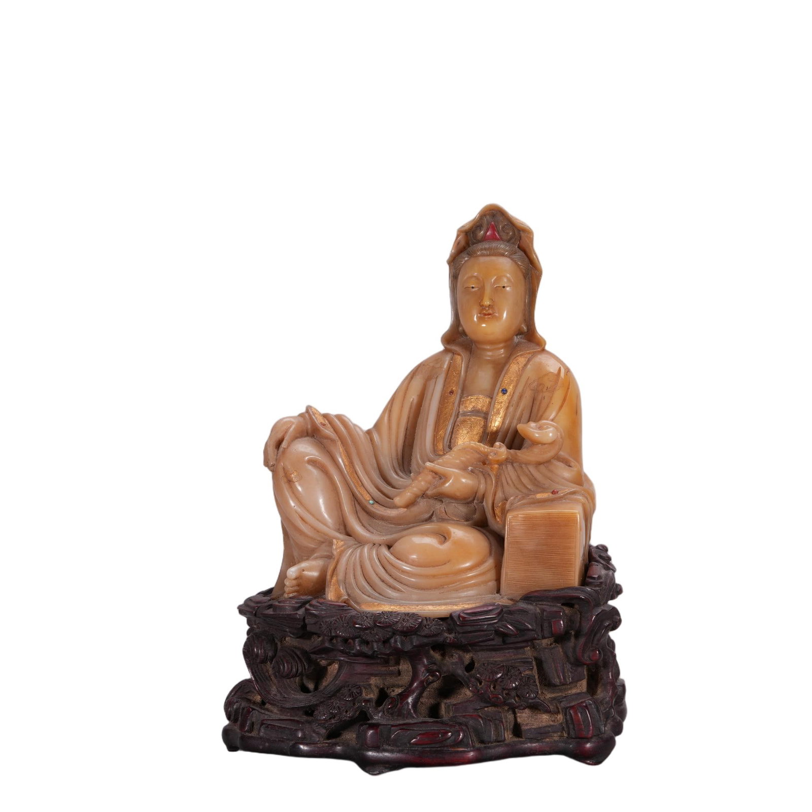 A CHINESE SHOUSHAN STONE GUANYIN STATUE (1 of 7)