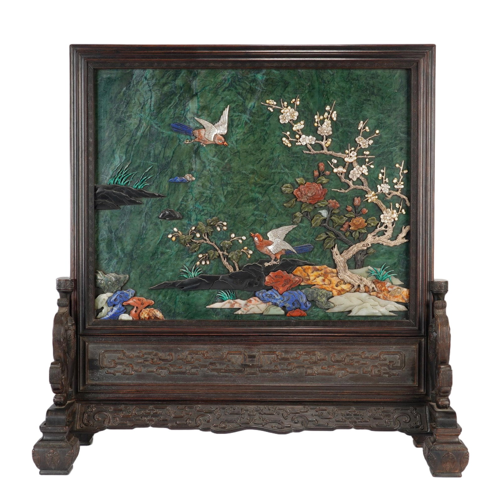 A CHINESE HARDSTONE INLAID TABLE SCREEN (1 of 9)
