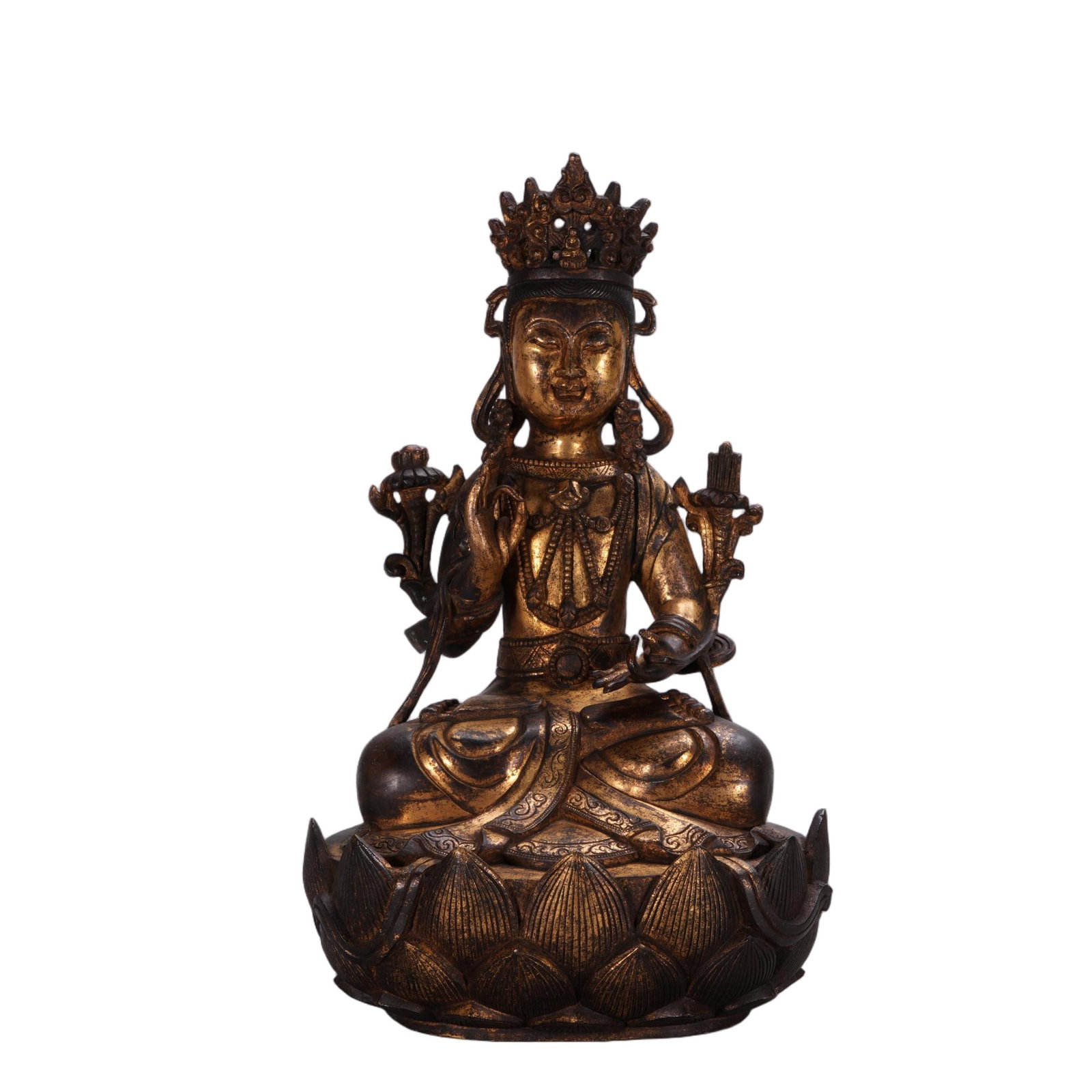 A CHINESE GILT BRONZE GUANYIN STATUE (1 of 5)