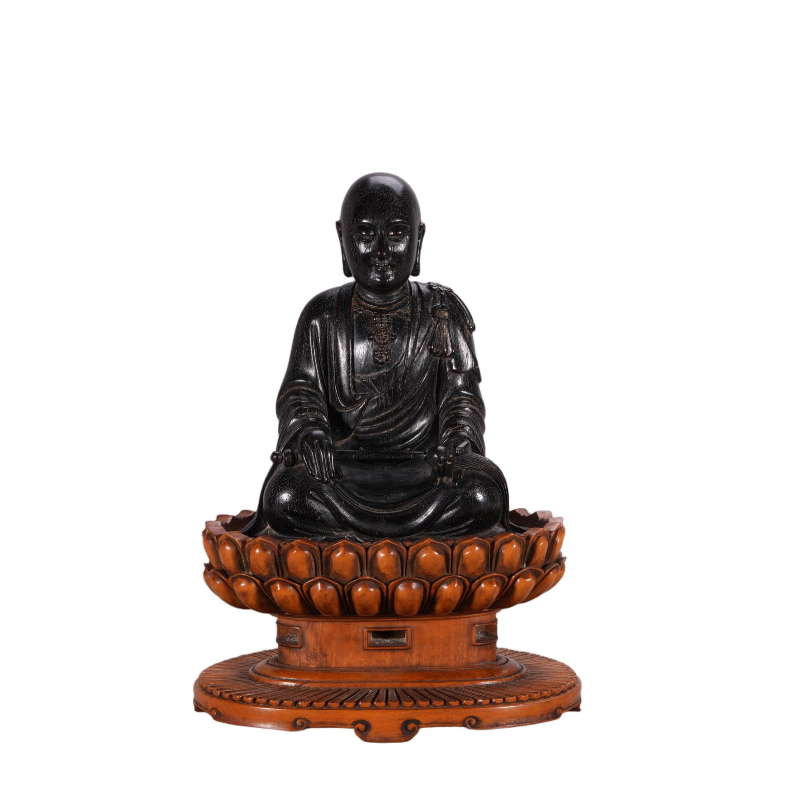 A CHINESE ZITAN WOOD ARHAT SCULPTURE (1 of 8)