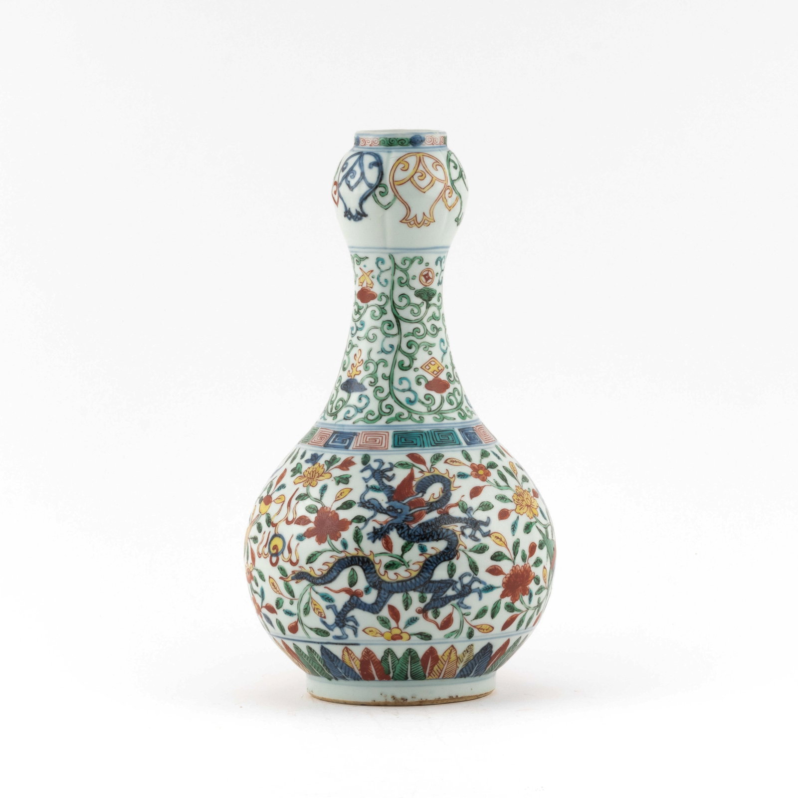 MING WUCAI DRAGON PORCELAIN GARLIC VASE (1 of 12)