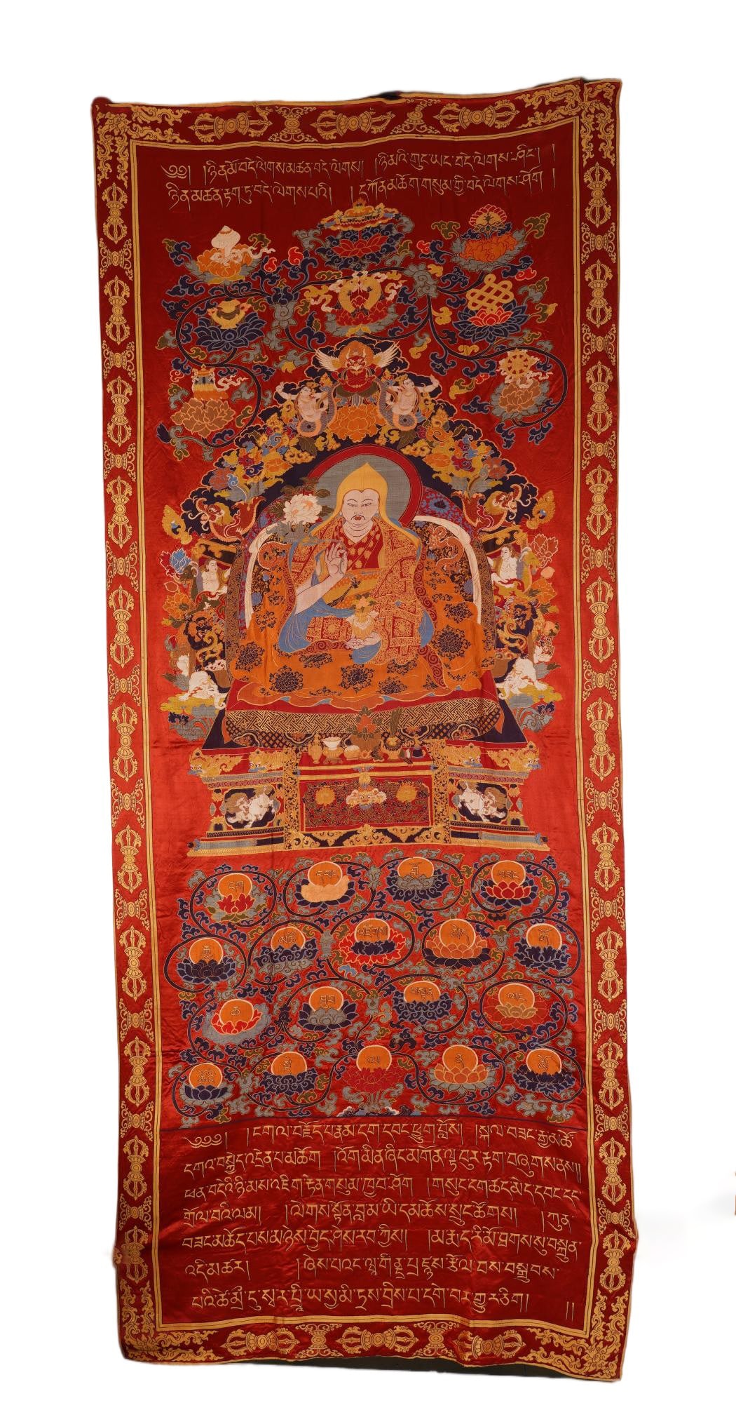 A CHINESE RED GROUND KESI TSONGKHAPA THANGKA (1 of 8)