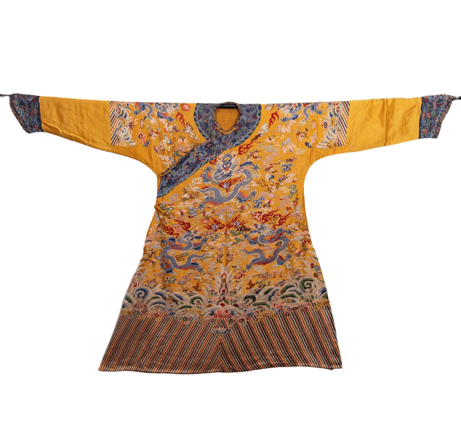 A CHINESE NEEDLEPOINT EMBROIDERED DRAGON ROBE (1 of 10)
