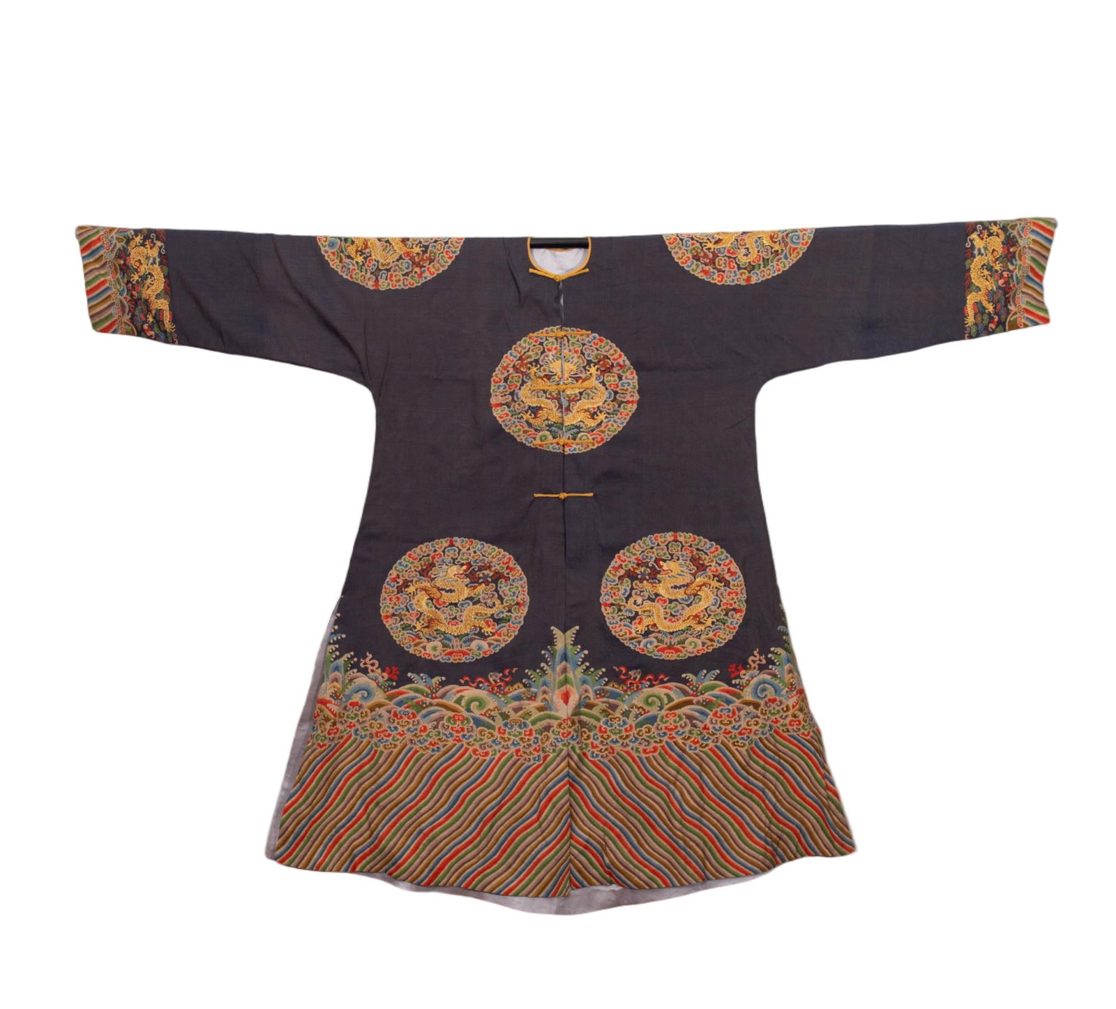 A CHINESE KESI CIRCULAR MEDALLION DRAGON ROBE (1 of 14)