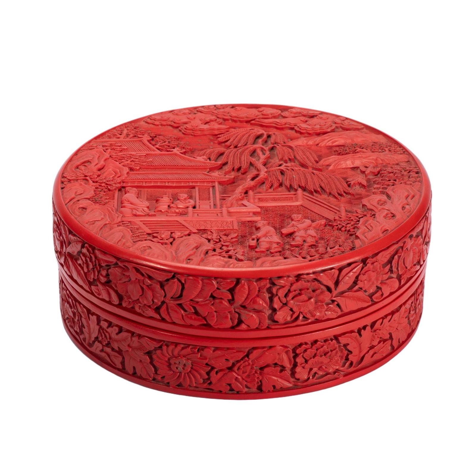 A CHINESE CARVED CINNABAR LACQUER BOX (1 of 9)
