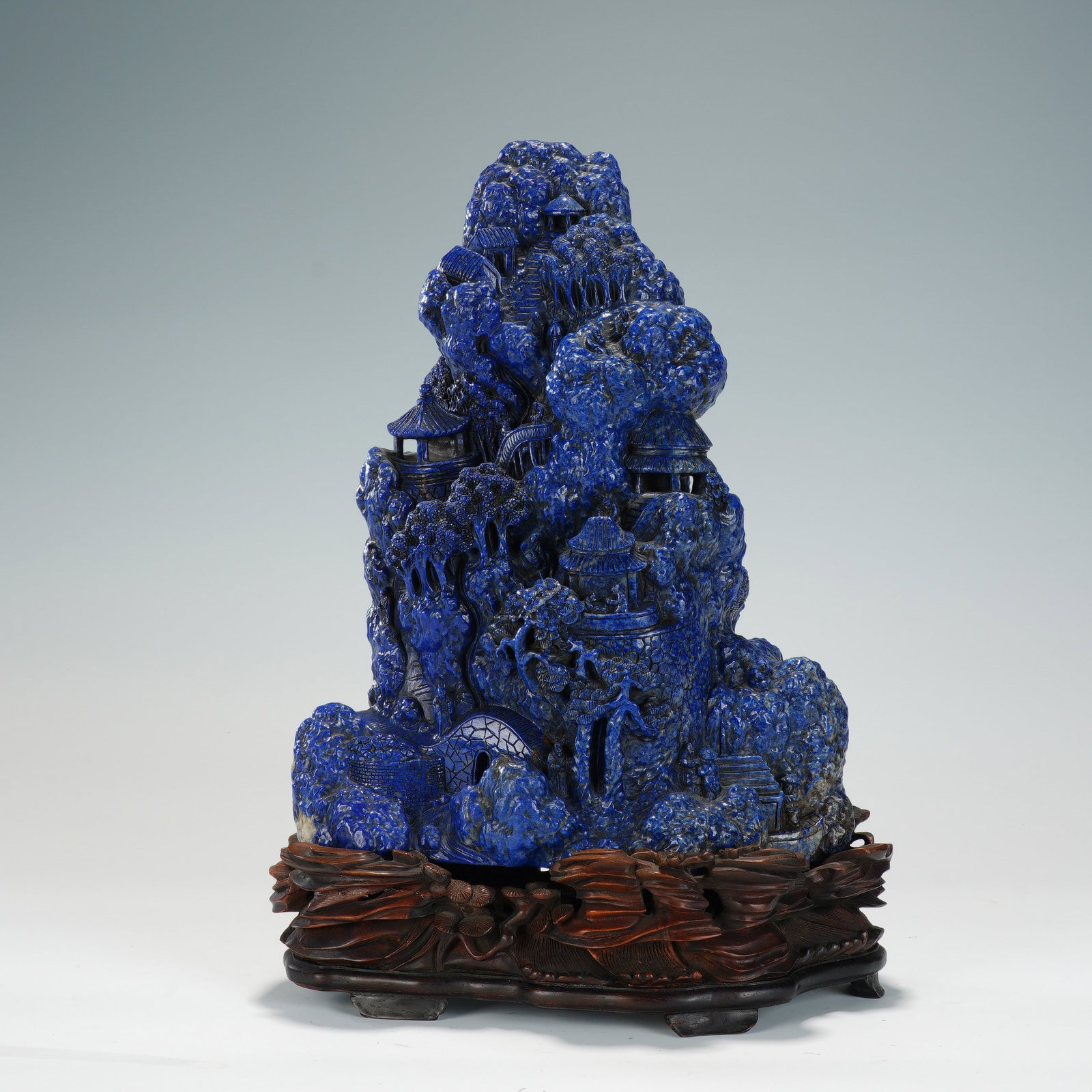 A CHINESE LAPIS LAZULI LANDSCAPE MOUNTAIN CARVING (1 of 9)