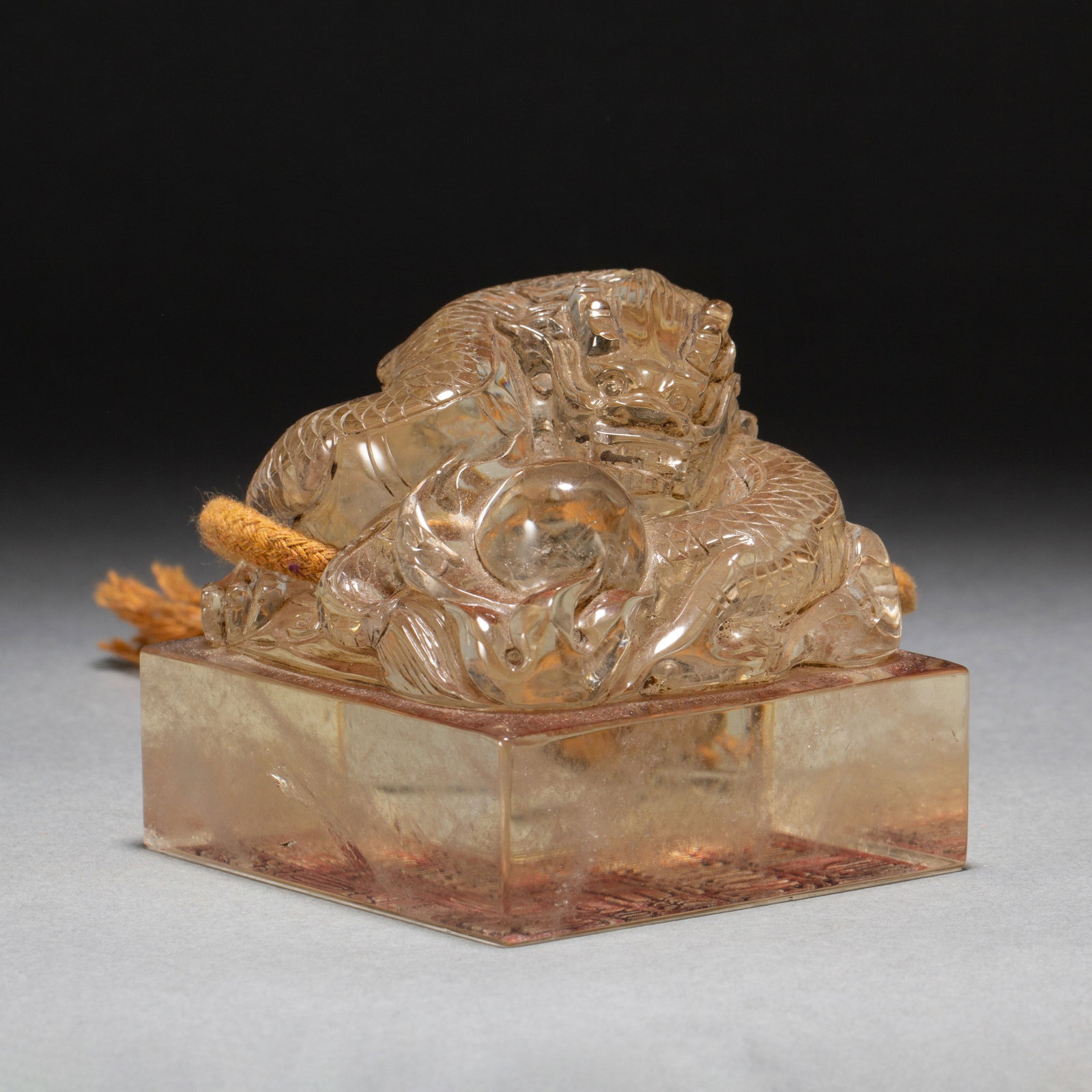 A CHINESE ROCK CRYSTAL DRAGON SEAL (1 of 10)
